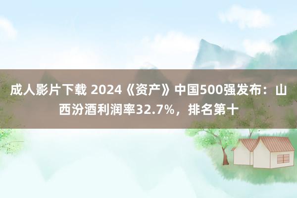 成人影片下载 2024《资产》中国500强发布:山西汾酒利润率32.7%,排名第十