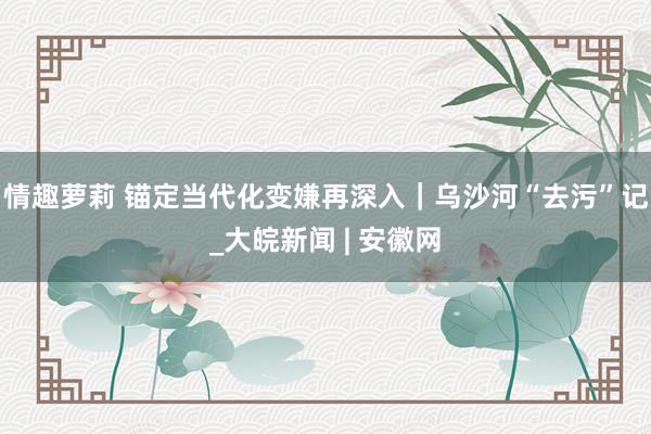 情趣萝莉 锚定当代化 变嫌再深入|乌沙河“去污”记_大皖新闻 | 安徽网