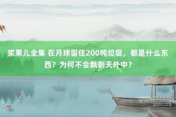 浆果儿全集 在月球留住200吨垃圾,都是什么东西?为何不会飘到天外中?