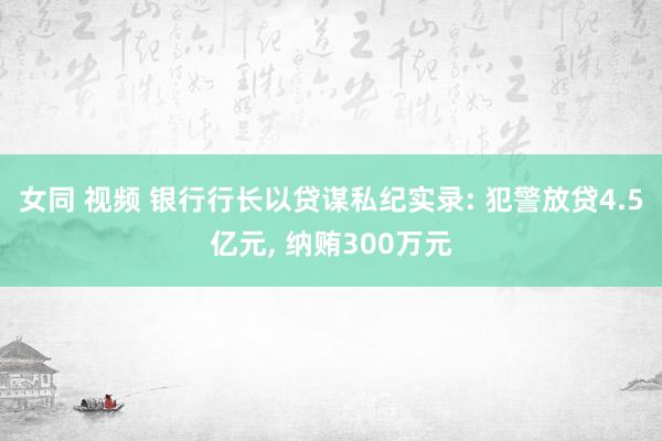 女同 视频 银行行长以贷谋私纪实录: 犯警放贷4.5亿元, 纳贿300万元